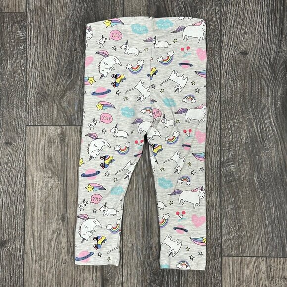 H&M Light Grey Unicorn Rainbow Leggings, Size 18-24 Months - Picture 3 of 4
